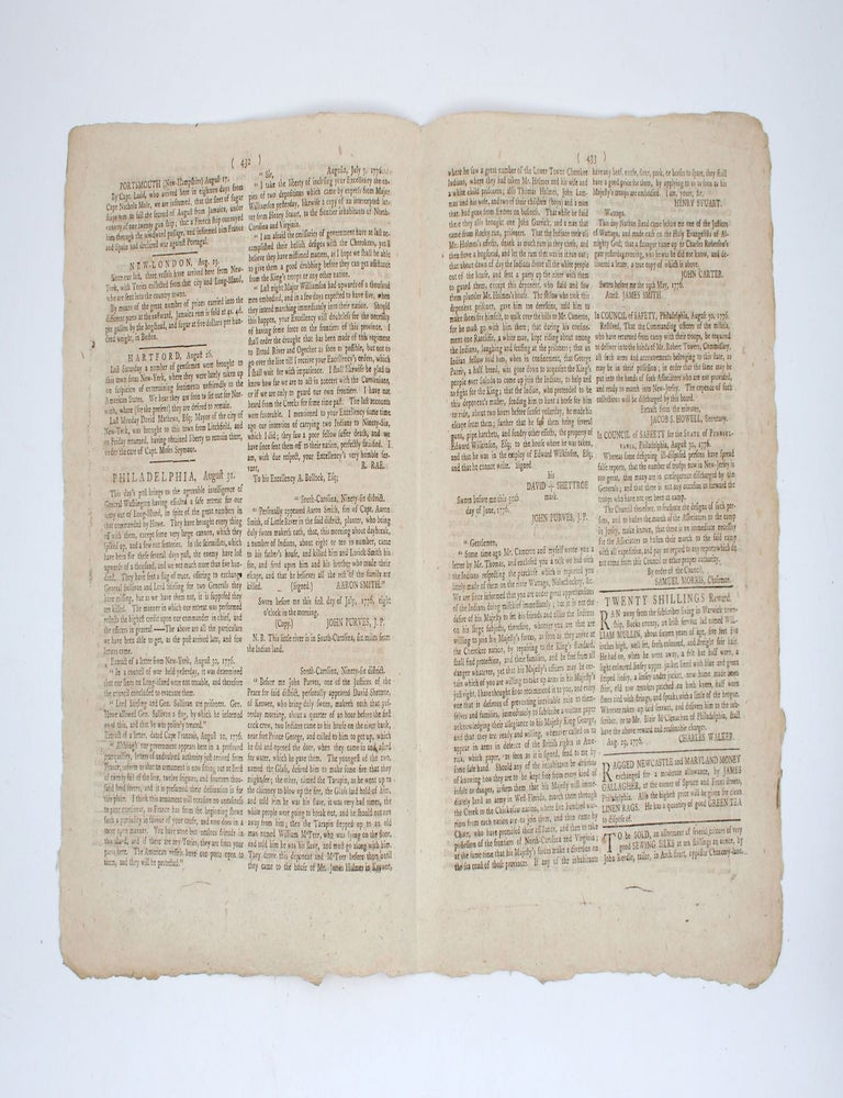 The Pennsylvania Evening Post ... Saturday, August 31, 1776 ... [containing news of Washington's retreat at the Battle of Long Island]