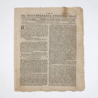 Item #369662 The Pennsylvania Evening Post ... Saturday, March 2, 1776 ... [with the first...