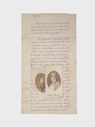 Item #369743 Manuscript document signed, as President, contracting with sculptor Hiram Powers on...