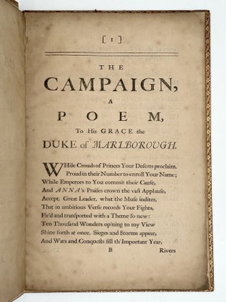 Item #370064 The Campaign, A Poem, To His Grace, the Duke of Marlborough. Joseph Addison