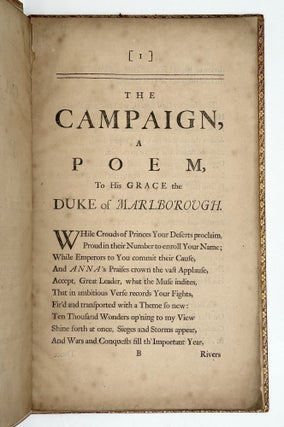Item #370064 The Campaign, A Poem, To His Grace, the Duke of Marlborough. Joseph Addison