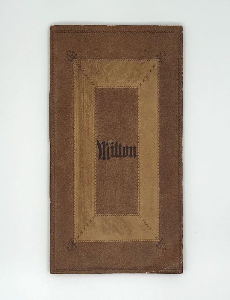 Mansion House. 9th December, 1908 (Tercentenary of Milton's Birth). Programme of Music To be perfomed by the Students off the Guildhall School of Music Under the personal direction of D. W. H. Cummings, F.S.A. Principle