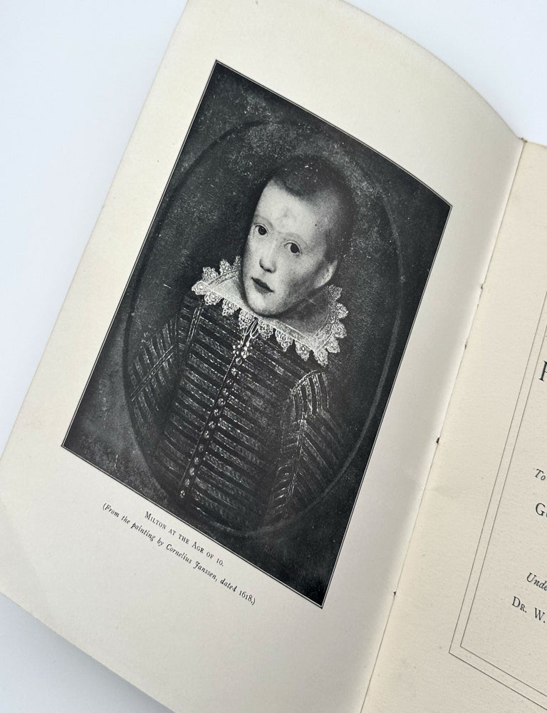 Mansion House. 9th December, 1908 (Tercentenary of Milton's Birth). Programme of Music To be perfomed by the Students off the Guildhall School of Music Under the personal direction of D. W. H. Cummings, F.S.A. Principle