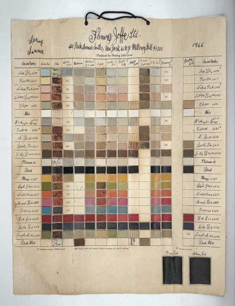 Item #371115 Fleming Joffe Ltd Spring Summer 1966 [Leather Color Sample Chart]. Andy Warhol.