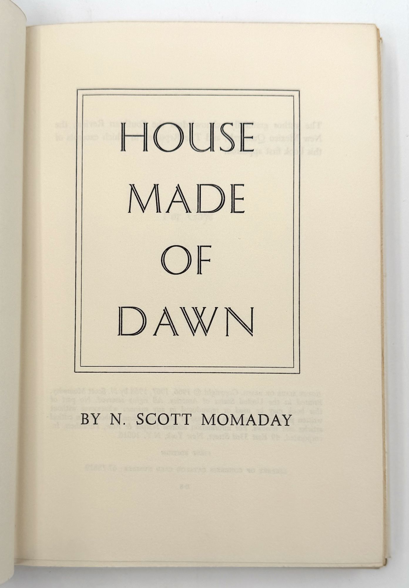 House Made of Dawn - N. Scott Momaday - First edition of the author's ...