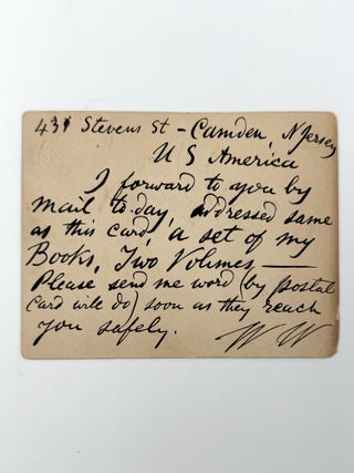 Item #371186 Autograph Note Signed, "WW," George Henry Lewes:. Walt Whitman