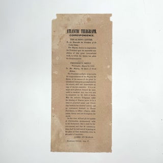 Item #371467 Atlantic Telegraph. Correspondence. The Queen's Letter ... President's...