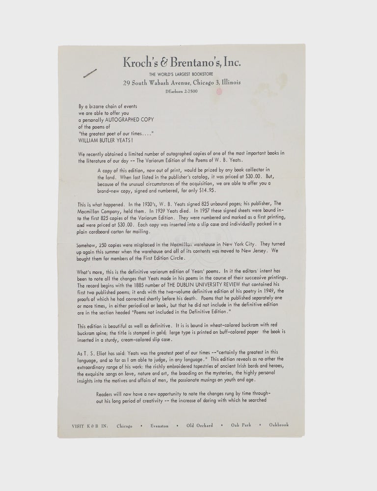 The Variorum Edition of the Poems of W. B. Yeats