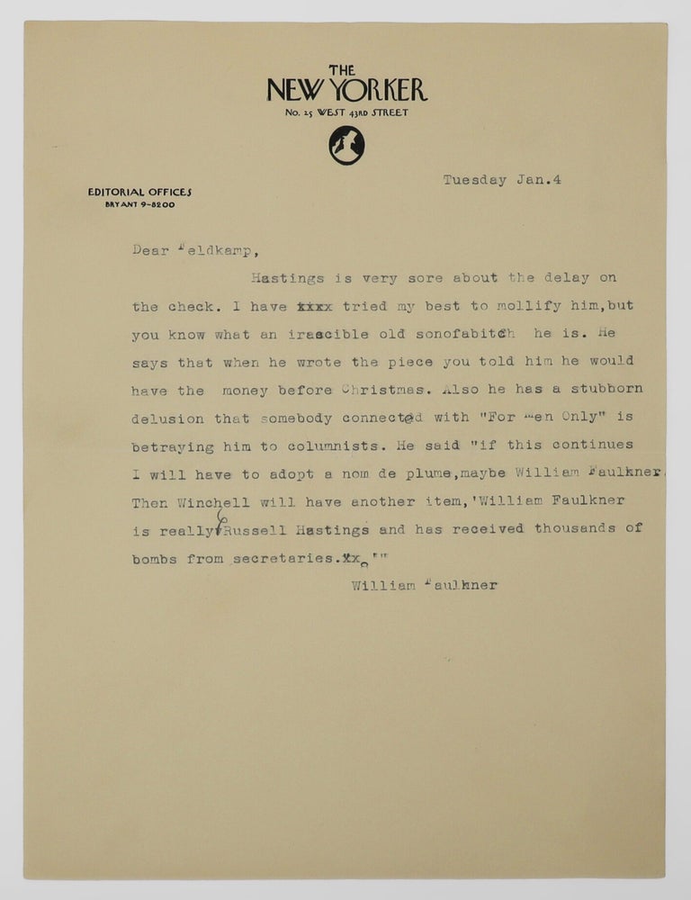 Typed Letters, signed (“Liebling”), conveying comic squibs under pseudonyms  Russell Hastings... (3/4)