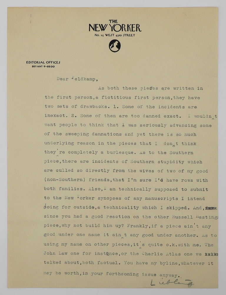 Typed Letters, signed (“Liebling”), conveying comic squibs under pseudonyms  Russell Hastings... (4/4)