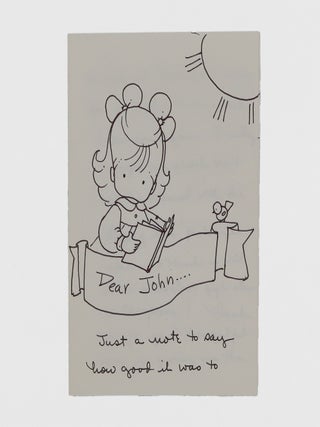 Item #374340 Autograph Note, signed (&ldquo;joan&rdquo;), with drawing, to Harcourt Brace editor John...