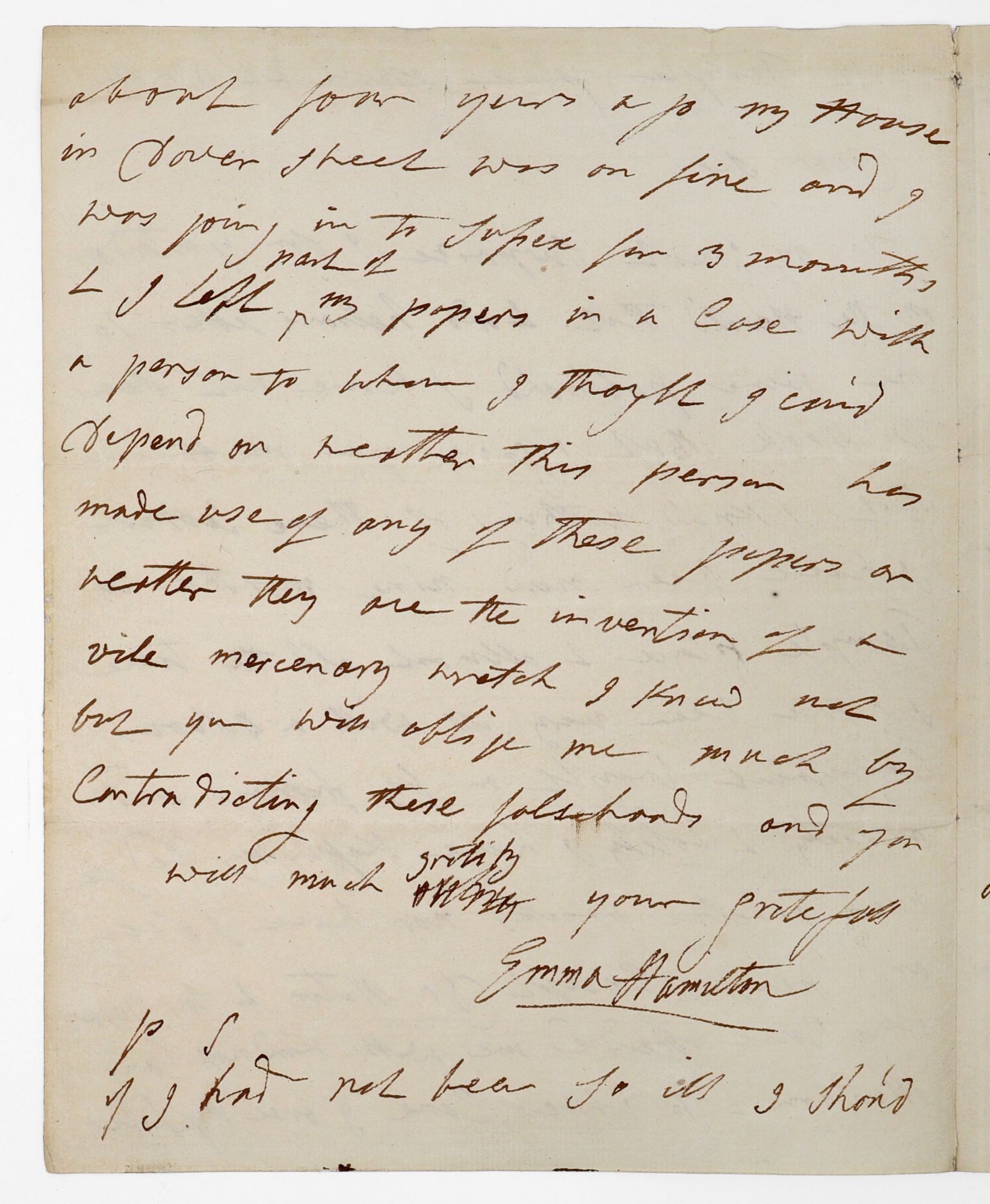 Autograph Letter, signed “Emma Hamilton” , 22 April 1814, to James ...