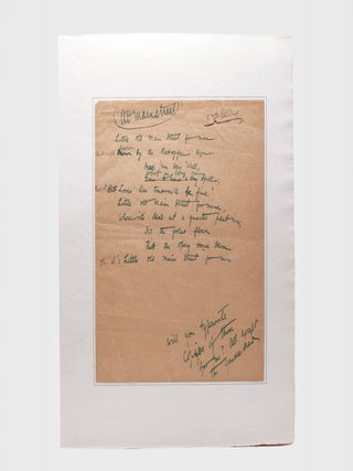 Item #374832 Little Old Main Street. Autograph Manuscript Draft of a lyric for &ldquo;Lo A Musical...