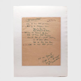 Item #374832 Little Old Main Street. Autograph Manuscript Draft of a lyric for “Lo A Musical...