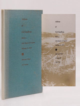 Item #375241 Address of Carl Sandburg Before a Joint Session of Congress, February 12, 1959. Carl...
