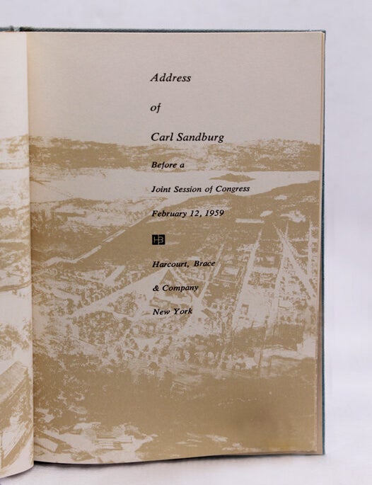 Address of Carl Sandburg Before a Joint Session of Congress, February 12, 1959
