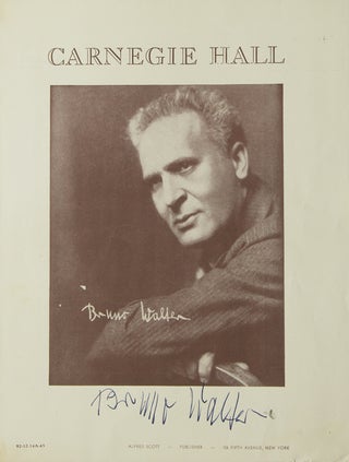 Item #37540 Carnegie Hall Program, SIGNED BY BRUNO WALTER. Bruno Walter