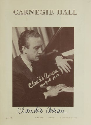 Item #37546 Carnegie Hall Program, SIGNED BY CLAUDIO ARRAU. Claudio Arrau