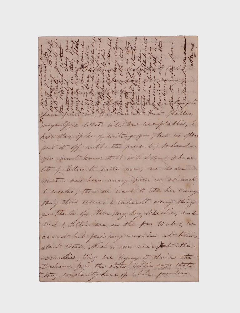 [Autograph letter signed, from a woman in Baltimore to her aunt in West Chester, New York, recounting the heroics of Arabella Barlow during the Battle of Gettysburg]
