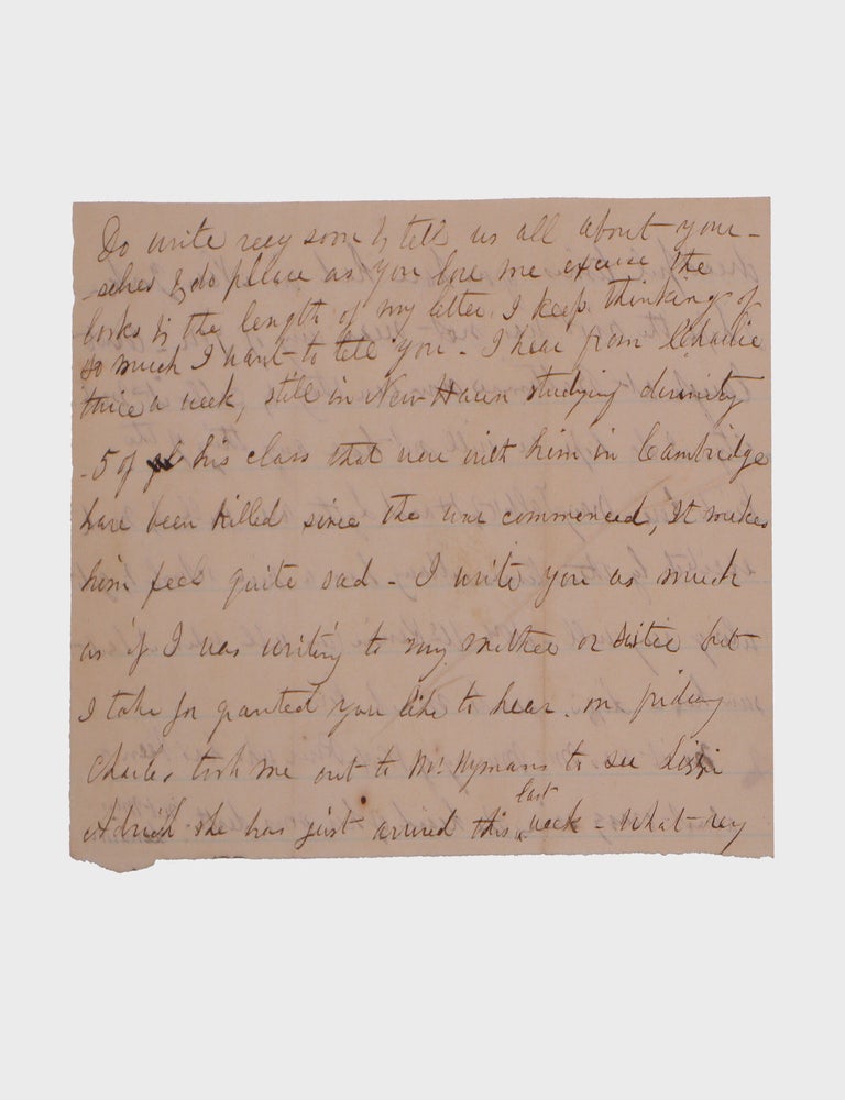 [Autograph letter signed, from a woman in Baltimore to her aunt in West Chester, New York, recounting the heroics of Arabella Barlow during the Battle of Gettysburg]