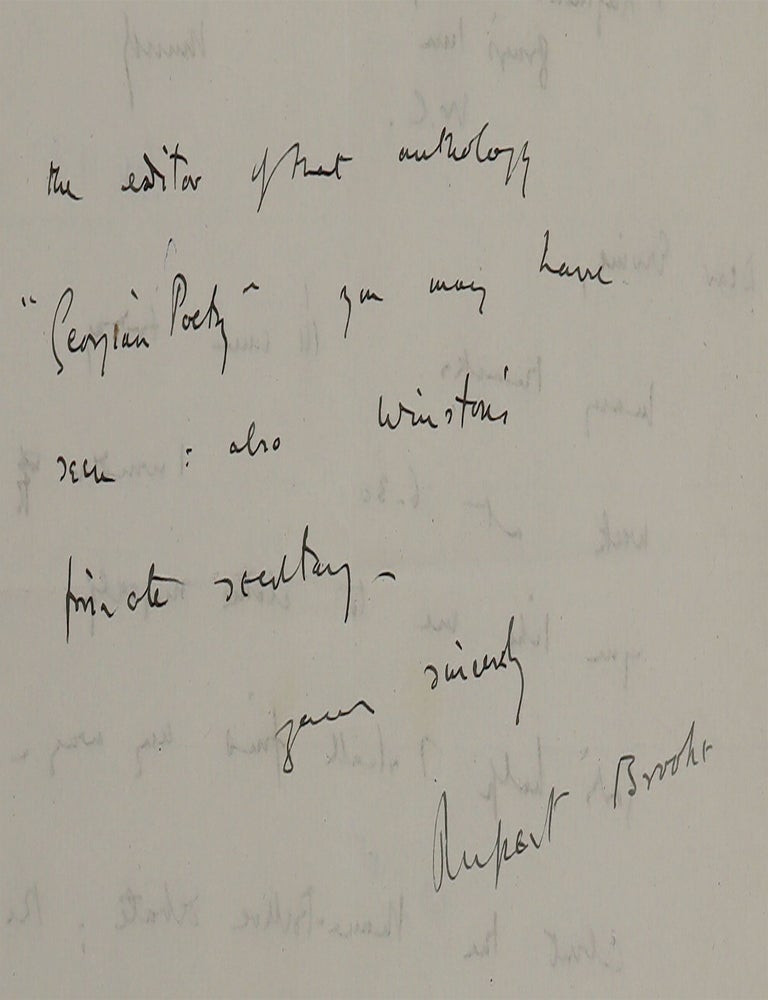 Autograph letter, signed ("Rupert Brooke"), to St. John Greer Ervine