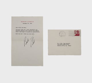 Item #375916 Typescript letter signed, "Rob" to Helen and Mace Neufeld. Robert Aldrich