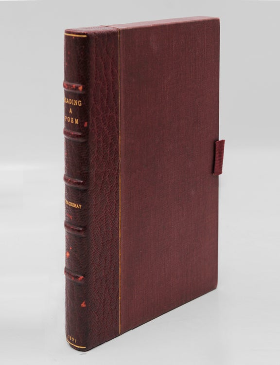 Reading a Poem. Communicated to the Sette at a Meeting Holden at Limmer's Hotel, on Friday the 1st of May, 1891 by Brother Charles Plumptre Johnson