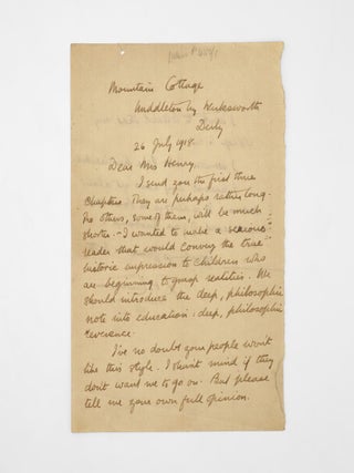 Item #376553 Autograph Letter, Signed, to Nancy Henry. D. H Lawrence