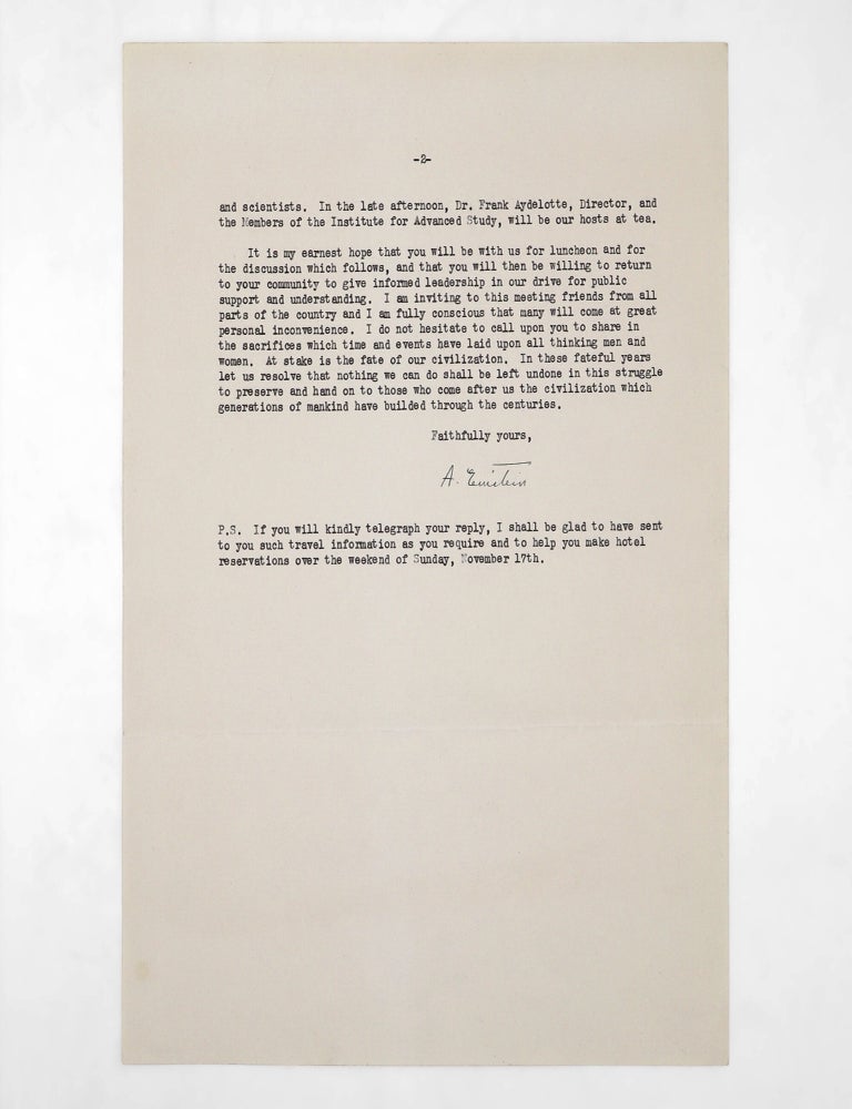 Typed Letter, with Secretarial Signature ("A. Einstein"), to Sol Lesser