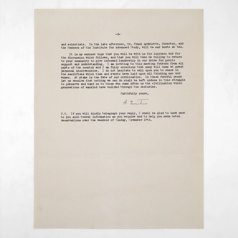 Typed Letter, with Secretarial Signature ("A. Einstein"), to Sol Lesser