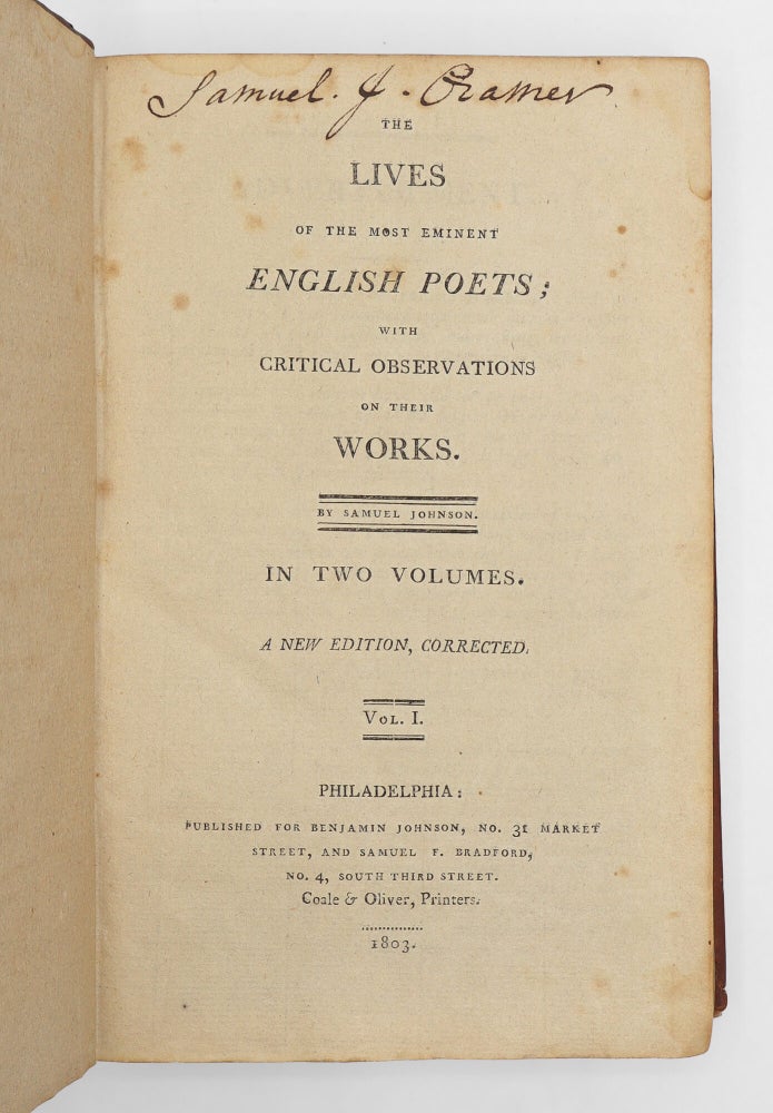 The Lives of the Most Eminent English Poets; with Critical Observations on their Works
