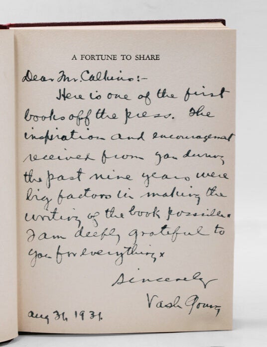 A Fortune to Share. With a Preface by Earnest Elmo Calkins