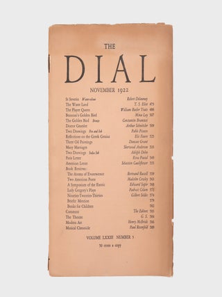 Item #377727 "The Waste Land" [in:] &ldquo;The Dial&rdquo; for November 1922. Volume LXXII,...