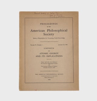 Item #377968 Symposium on Atomic Energy and its Implications. Proceedings of the American...