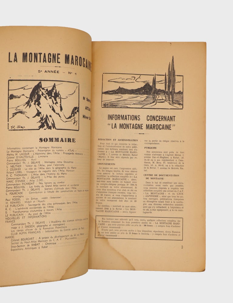 La Montagne Marocaine. Revue de l’Alpinisme, du Ski et des Voyages en Afrique du Nord. Numéro Spéciale Atlas. Hiver 1946. Vol. 5, no. 1