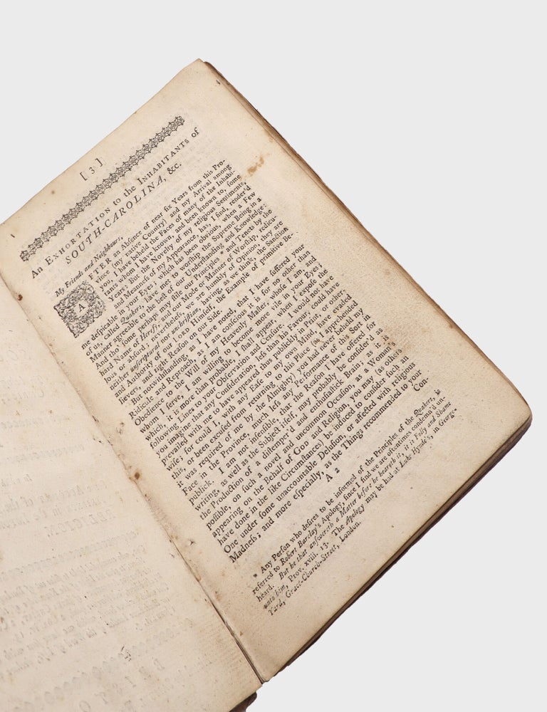 An Exhortation to the Inhabitants of the Province of South-Carolina, To bring their Deeds to the Light of Christ, in their own Consciences