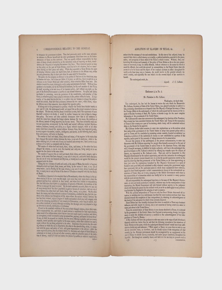 Correspondence relative to the General Abolition of Slavery in Texas, and throughout the World; 1843-1844. (Mr. Hume.) [docket title]