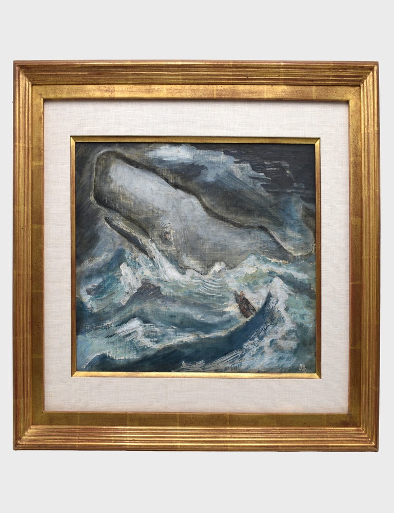 [Moby Dick with whaleboat in pursuit, harpooner standing at the bow] Oil for the Limited Editions Club Moby Dick