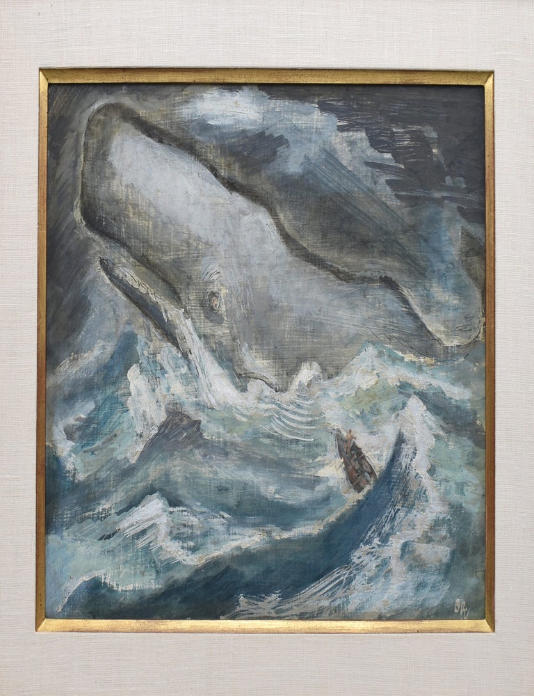 [Moby Dick with whaleboat in pursuit, harpooner standing at the bow] Oil for the Limited Editions Club Moby Dick