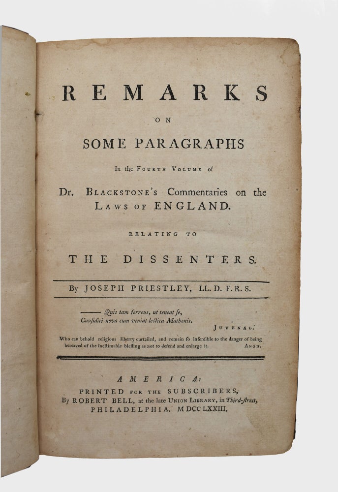 An Interesting Appendix to Sir William Blackstone's Commentaries on the Laws of England