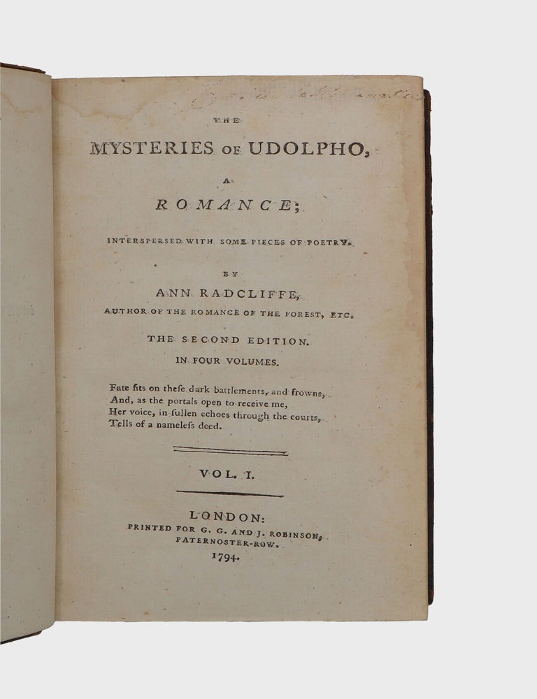 The Mysteries of Udolpho. A Romance Interspersed with some Pieces of Poetry &hellip; In Four Volumes