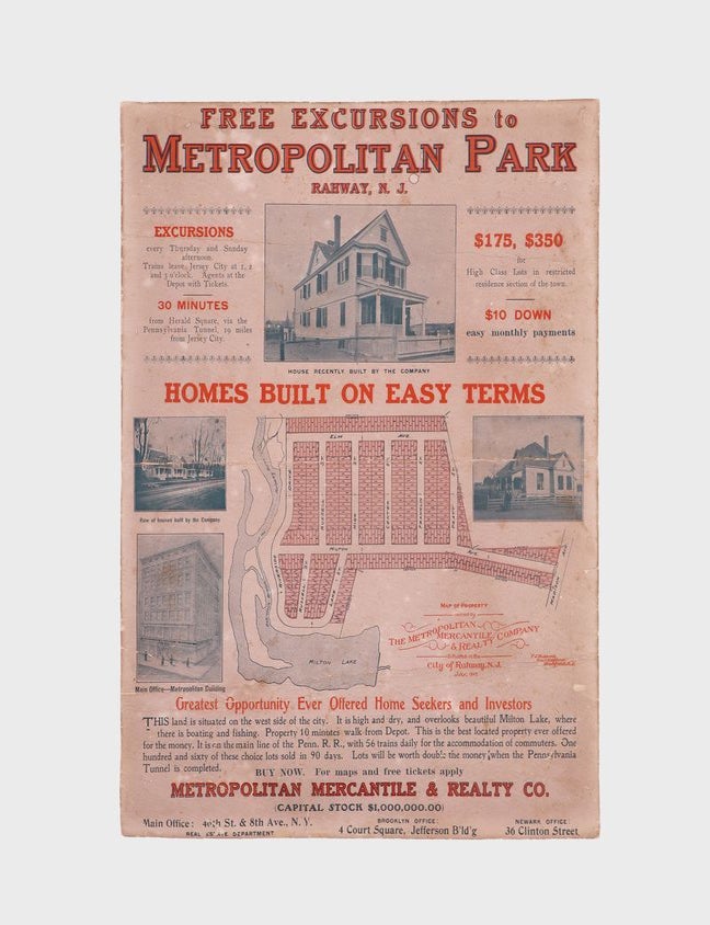Item #378911 Free Excursion to Metropolitan Park Rahway, N.J. ... Homes Built on Easy Terms. African Americana.