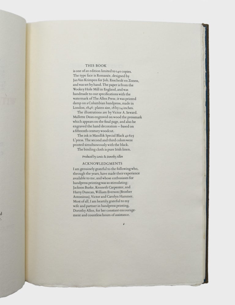 Printing with a Handpress. Herewith a Definitive Manual by Lewis Allen to Encourage Fine Printing through Hand-craftmanship