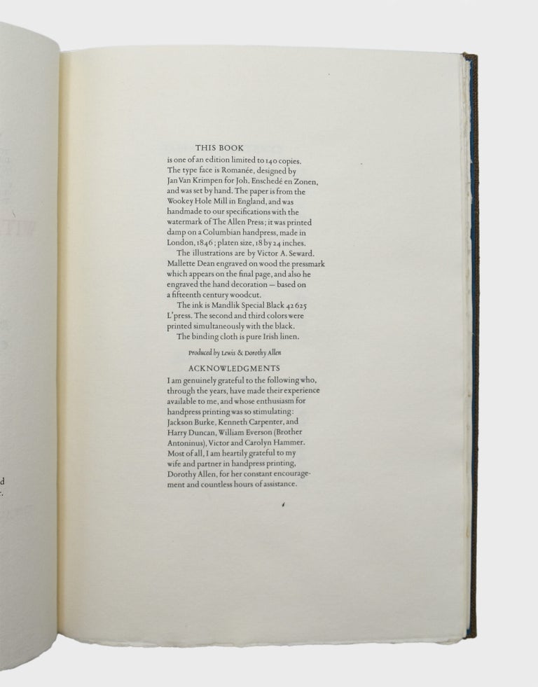 Printing with a Handpress. Herewith a Definitive Manual by Lewis Allen to Encourage Fine Printing through Hand-craftmanship