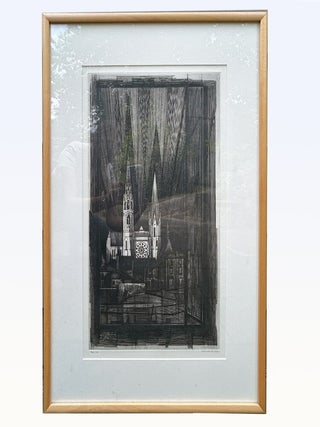 Item #37936 Copper engraving: "Chartres Cathedral". Armin Landeck, American