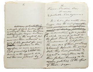Item #38060 Manuscript, working draft, entitled "The Franco- Prussian War, its causes & probable...