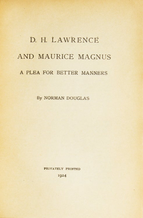 D. H. Lawrence and Maurice Magnus
