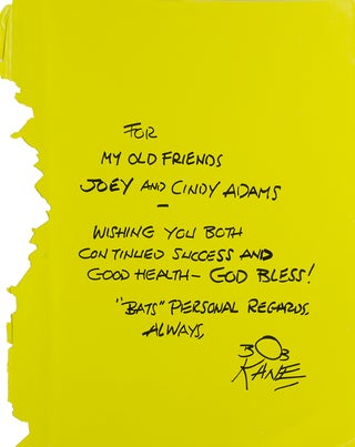 Item #39500 Autograph note signed "Bob Kane" on removed endpaper. Bob Kane