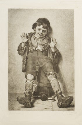 Item #39946 "I'm Perfectly Happy." a little shoeshine boy with his hands up. Engraving by R.A....
