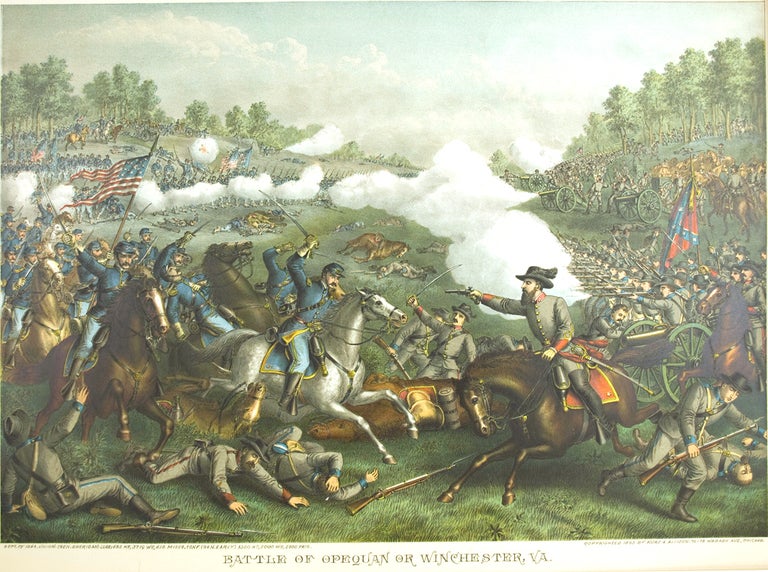 Item #40280 Battle of Opequan or Winchester, Va. Sept. 19th 1864. [Chromolithographic print]. Civil War, Kurz.